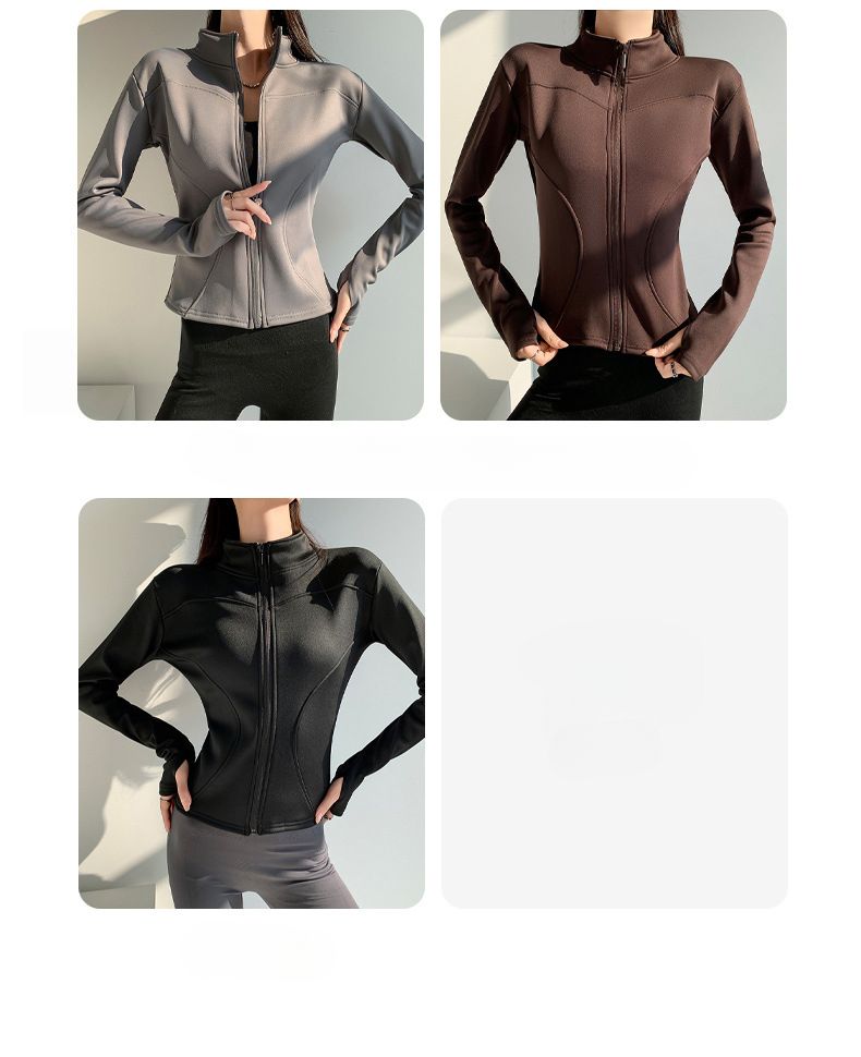 K Women's Yoga Jacket With Zipper And Long Sleeves For Running, Sports, Cycling, And Fitness; Slim-fit And Warm._voghion.com