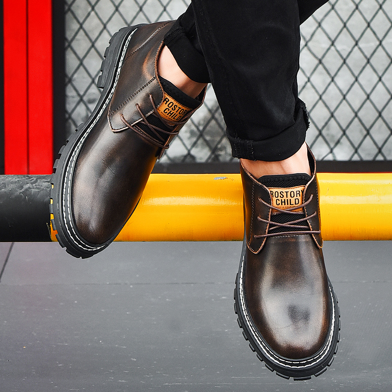 Män Läder Casual Martin-stövlar Lättviktsskor för män löparskor_voghion.com