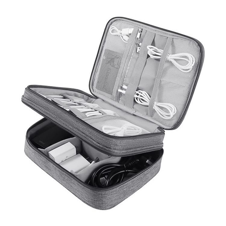 Organizador de cabos Tech - Bolsa à prova d'água para 4 carregadores portáteis + cabos, compatível com TSA, essencial para viagens na UE_voghion.com