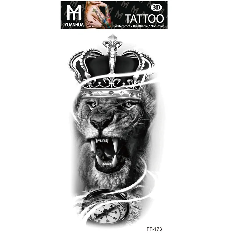 Impermeabile tatuaggio temporaneo finto braccio superiore testa di lupo umano totem testo arabo tatuaggio finto una tantum adesivi maschio femmina ragazzo ragazza_voghion.com