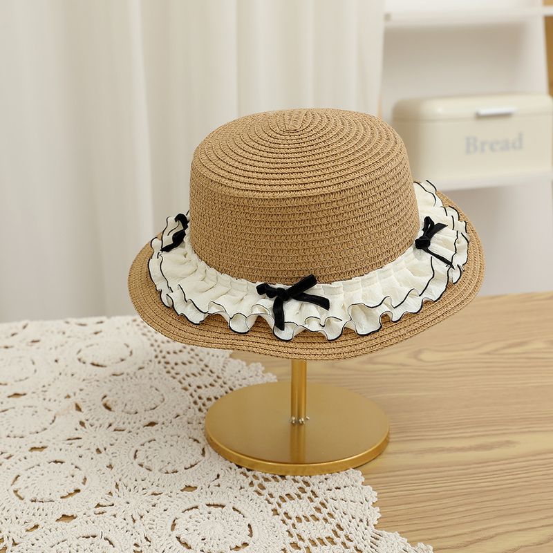 Borsa carina per bambini estivi nuovi set di due pezzi parasole cappello di paglia a sommità piatta per ragazza da sole_voghion.com