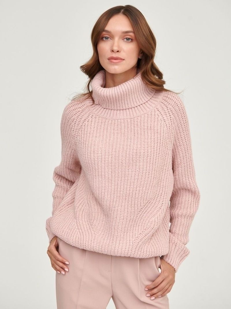 Maglione oversize da donna a collo alto in maglia – Pullover invernale spesso, tessuto acrilico morbido, maniche a spalla bassa, trendy e comodo per autunno e inverno_voghion.com