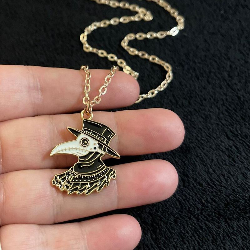 Ciondolo da dottore fatto a mano, collana con ciondolo a tema in metallo dorato e smalto_voghion.com