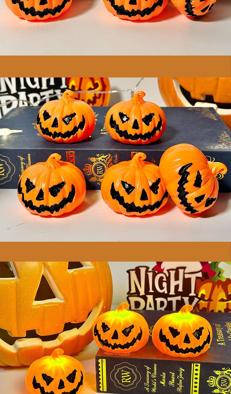 Halloween græskar lanterne sjov LED lysende nat lys indkøbscenter bar fest layout atmosfære dekoration ornamenter_voghion.com