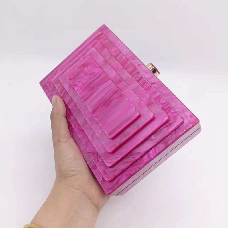 Borsa da donna, borsa da pranzo, borsa con cuciture retrò, tendenza, borsa a tracolla in acrilico con catena, per ragazza_voghion.com