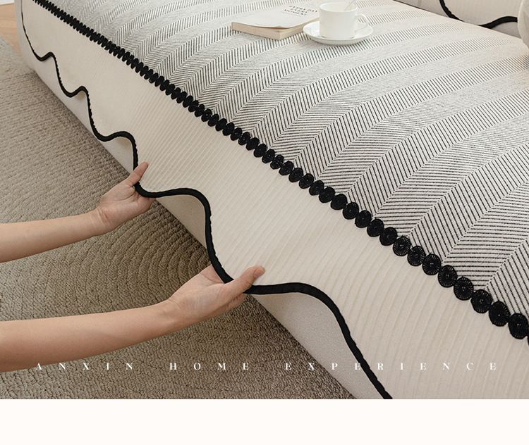 Chevron Chenille Sofa Covers – Non-Slip Stretchable Sectional Couch Pads (Striped, All-Season, Multiple Sizes & Colors)_voghion.com