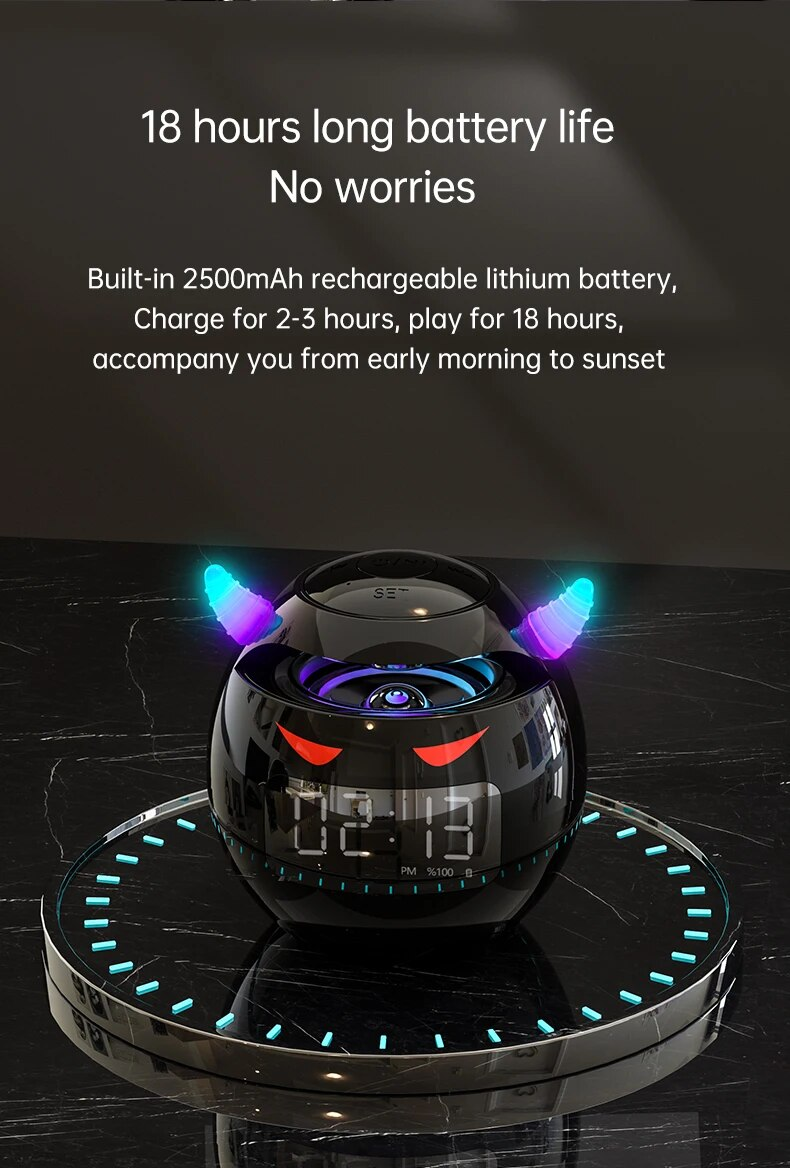 Bluetooth Speaker Audio With LED Digital Alarm Clock Music Player Wireless Ball Shape Clock Speaker Mini Speaker Alarm Clock_voghion.com