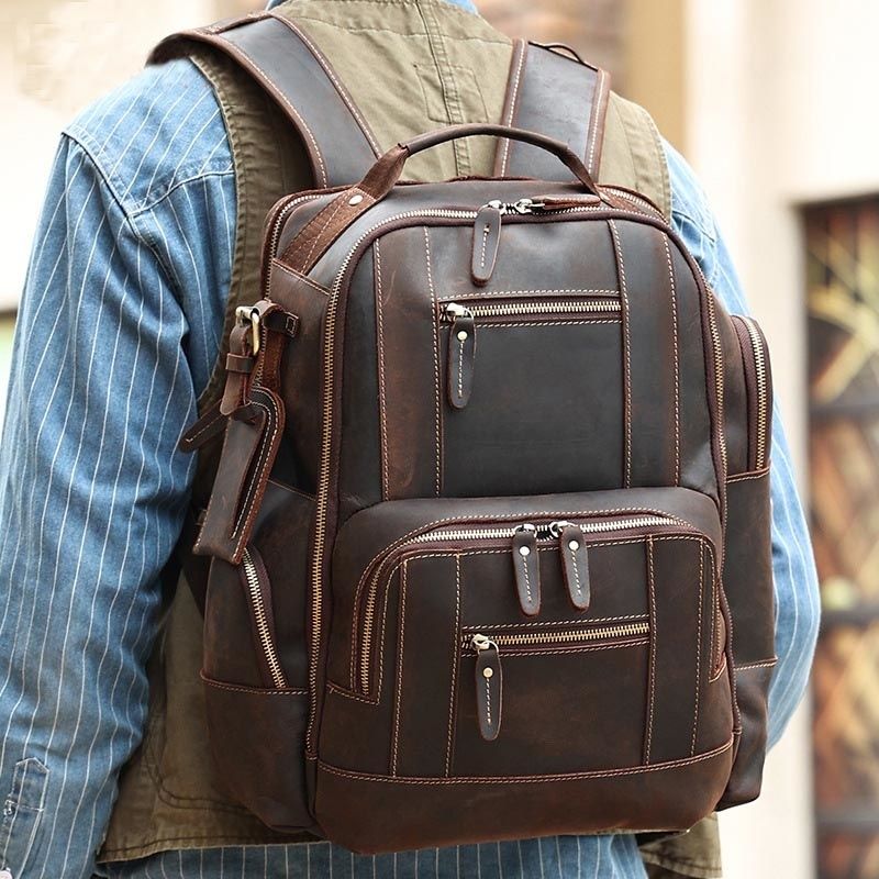 Mochila de viaje Newsbirds de estilo retro para hombre, estilo bandolera de cuero._voghion.com