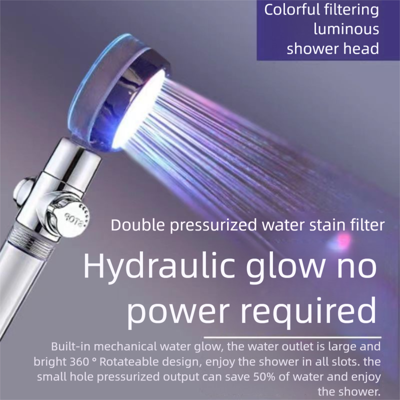 Rainbow LED Shower Head - Pressure Boost, 5 Filters, 40% Water Saving, CE Certified EU Model_voghion.com