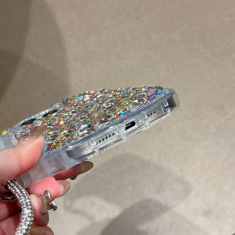 High-end Crystal Bag With Single Shell Same Style Flash Diamond Strap Phone Case For IPhone 16 Pro Max 15 Pro 14 13 12 11 Case_voghion.com