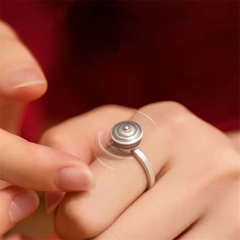 Modni retro budistički šestoliki Sveto pismo okretanje Sutra kotača za muškarce nakit etničko zvono lotosov prsten Sier žene bijou_voghion.com