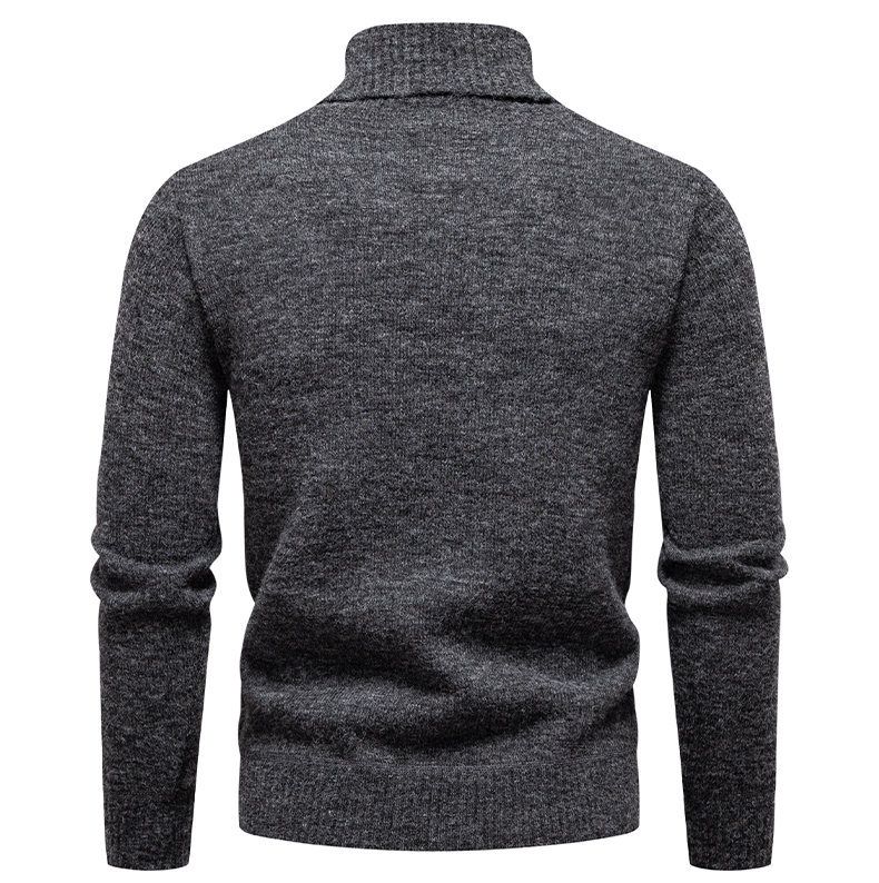 Herrenpullover mit Stehkragen und Fleecefutter – warmer Strickpullover für den Winter, dick und weich, stilvolle Volltonfarbe für Freizeit- und Bürokleidung (M-3XL)_voghion.com