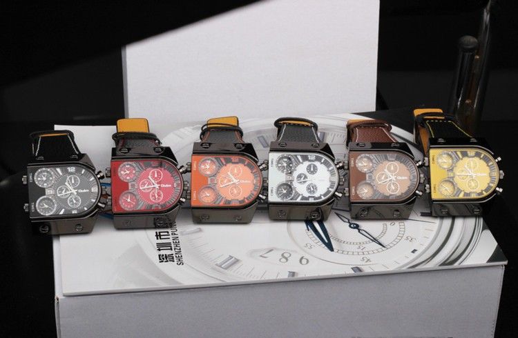 Orologio da uomo elegante, casual e da lavoro, con triplo fuso orario, quadrante ovale grande, cinturino in vera pelle, cassa in lega, orologio con quadrante grande e tre fusi orari_voghion.com
