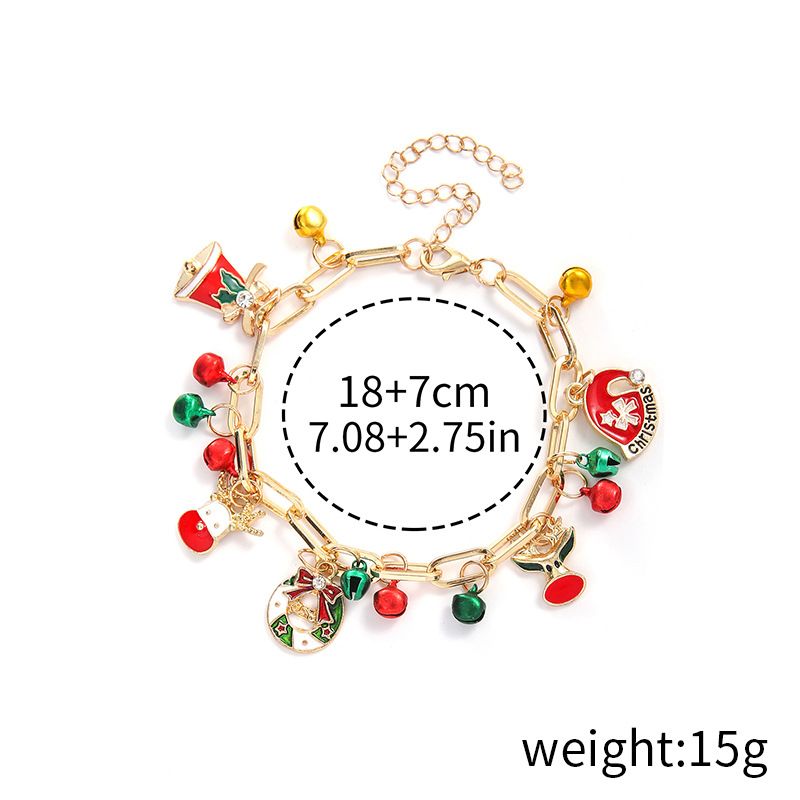 Bracelets à maillons et chaîne en argile souple en alliage avec sapin de Noël et élan mignons_voghion.com