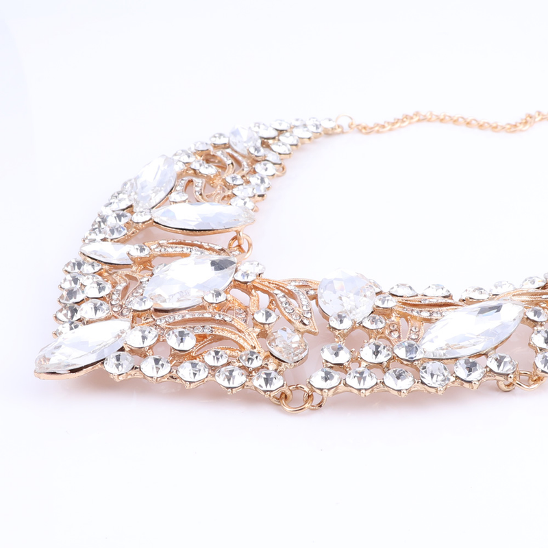 Muoti Teardrop tekojalokivi Crystal Choker kaulakoru naisille Statement kaulus kaulakorut korvakoru hääjuhla korusetit_voghion.com