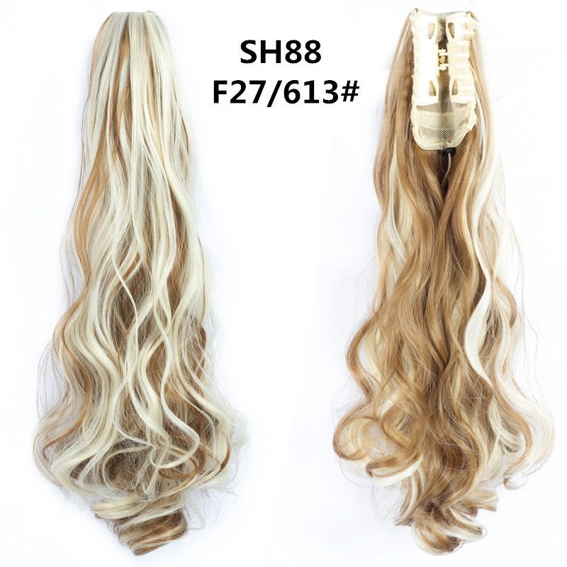 Extension per coda di cavallo con clip e capelli lunghi e ondulati, parrucca sintetica resistente al calore per donna, disponibile in diversi colori._voghion.com