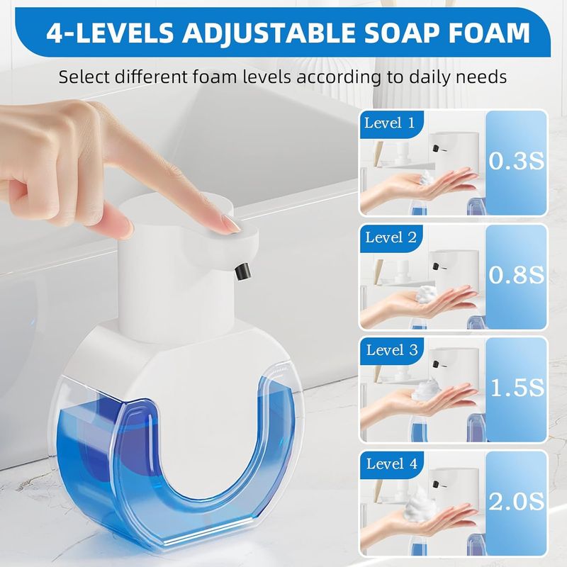 Dispensador de espuma sin contacto - 420 ml, recargable por USB, con sensor automático de jabón (UE)_voghion.com