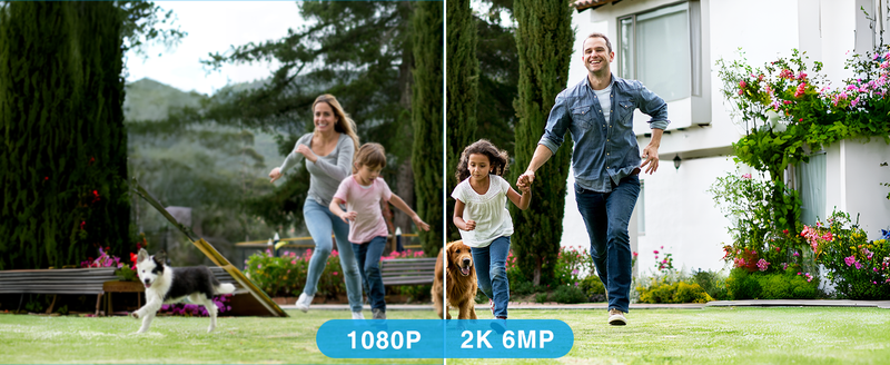 Dual Lens Security Camera Outdoor, 2.5K/6MP WiFi Outdoor Cameras for Home Security with Auto Tracking, Human Detection, 30m Color Night Vision_voghion.com