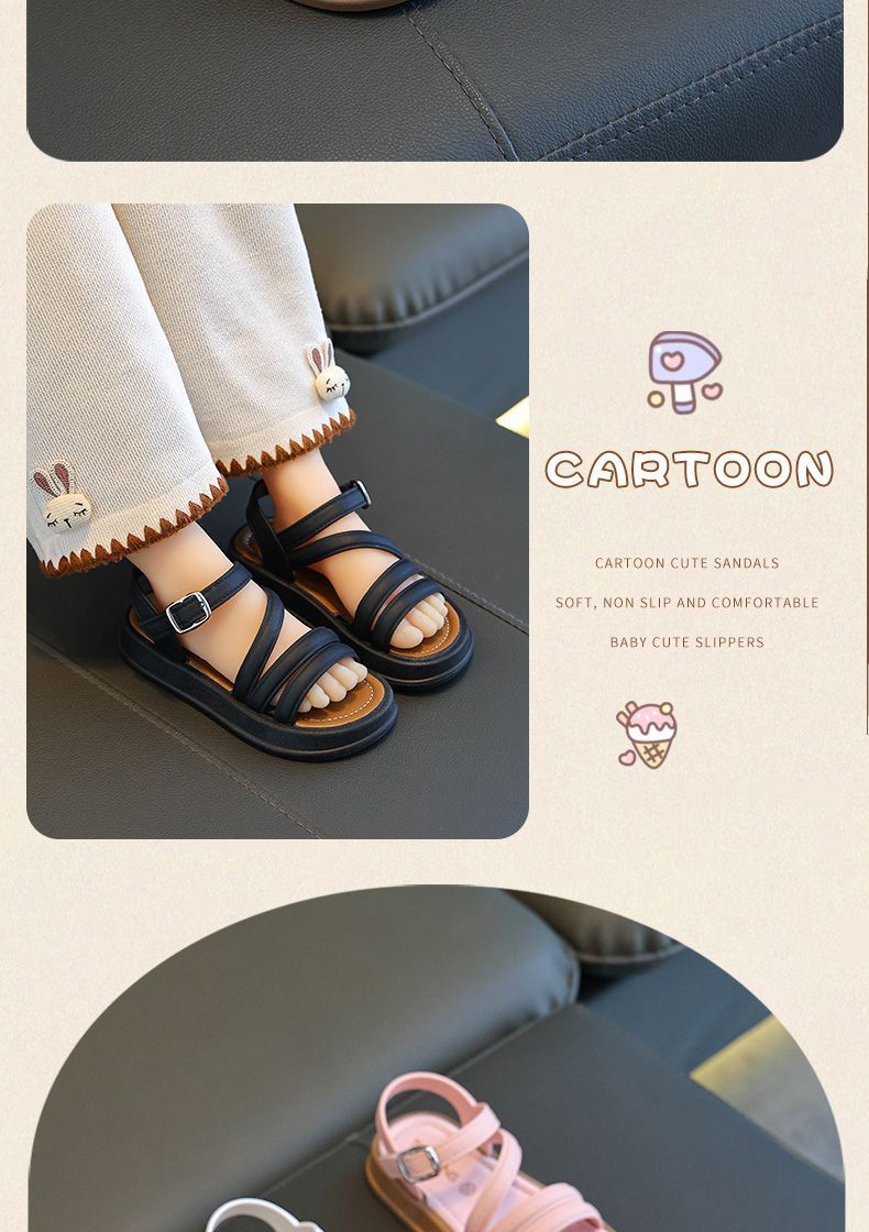 Sandali per bambine con punta aperta, temperamento estivo, nuova moda, scarpe da principessa, studenti, carini, versatili, sandali stranieri_voghion.com