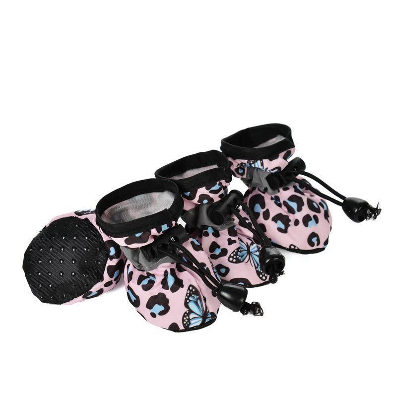 New Dog Autumn Winter Printed Fleece Lined Warm Reflective Non-Slip Shoe Covers Puppy Socks Pet Shoes_voghion.com