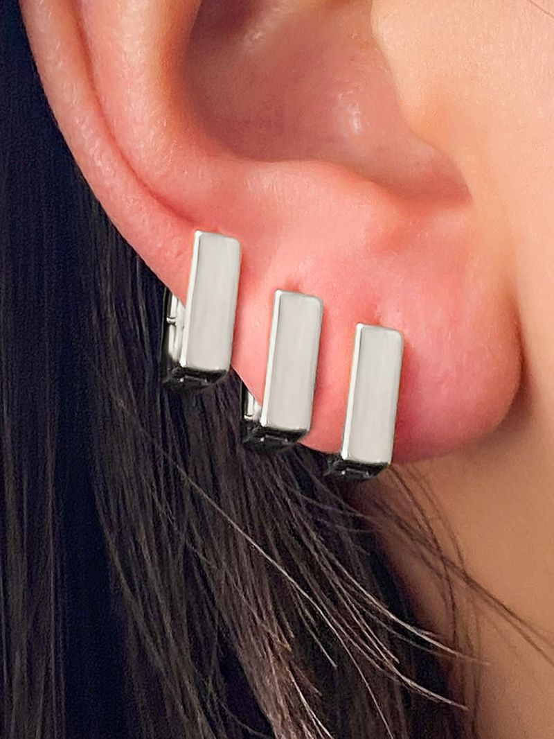 GEOMETRIC TRIO - Alloy Hoop Earrings Set (High-End Minimalist Jewelry, Retro Personality Design)_voghion.com