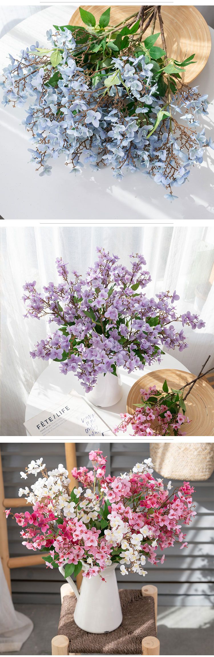 Piccolo fiore di dafne lilla simulazione fiore decorazione per la casa fiore tenuto in mano rosa parete_voghion.com