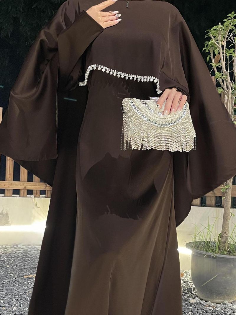 Robe en satin élégante et simple pour femme_voghion.com