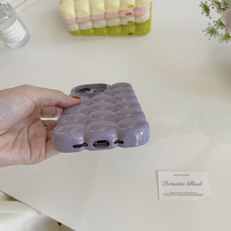 Solid color puff egg cell phone case suitable for iPhone14 Apple 13promax three-dimensional 12 niche 11 soft shell_voghion.com