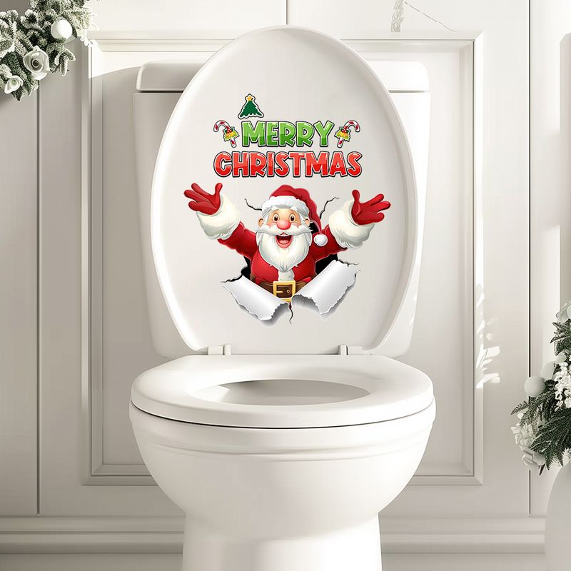 VA-M142 Weihnachtlicher Wandaufkleber mit englischem Slogan „Weihnachtsmann“ für Schlafzimmer, Badezimmer und Toilette – selbstklebend – Export_voghion.com