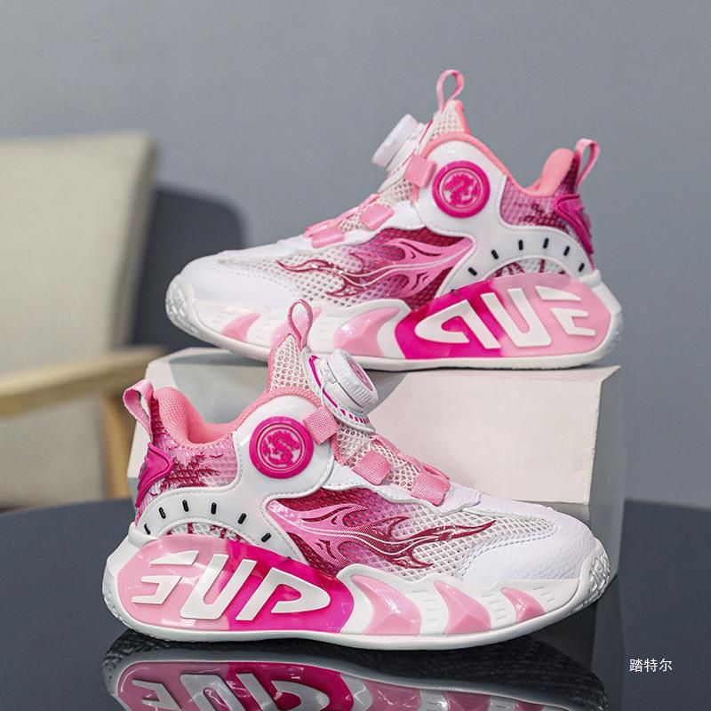 Children's Basketball Boys Spin Buckle Sports Friction Sound All-Season Mesh Breathable Lightweight Training Shoes Girls_voghion.com