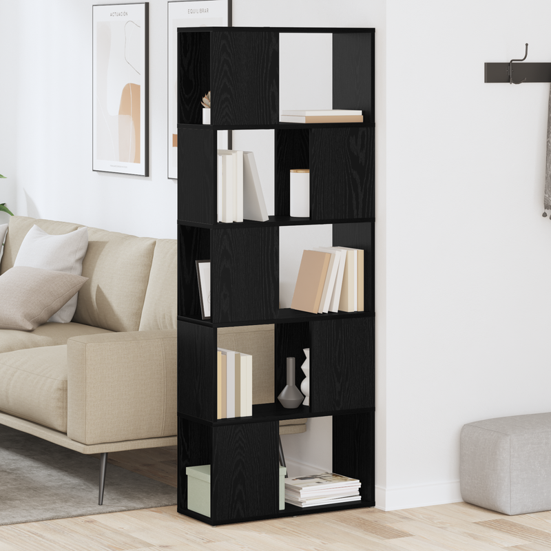 Bücherregal Schwarze Eiche Holzmaterial 60 x 24 x 155 cm_voghion.com