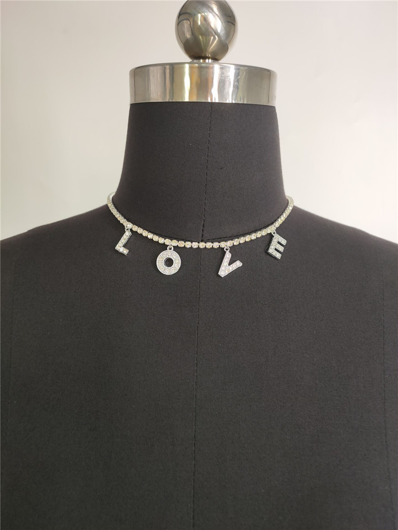 sources rhinestone bright diamond flash diamond letter combination pendant single row diamond necklace fb1543_voghion.com