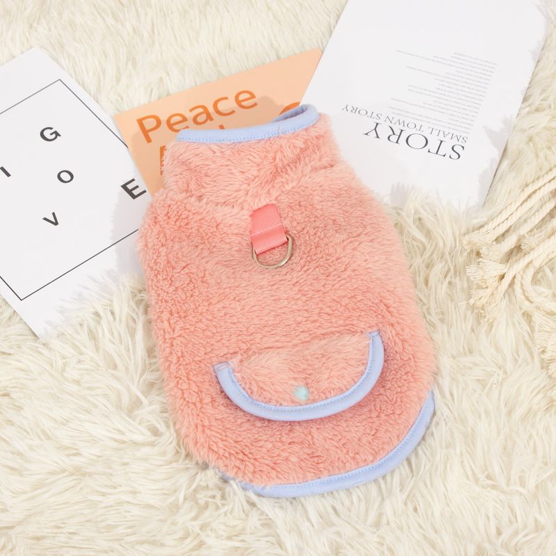 New Dog Clothes Pet Wear Autumn Winter Double-Sided Long Plush High Collar Warm Cute Leash Ring_voghion.com