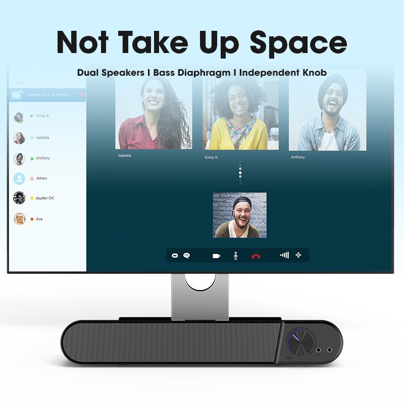 Barre de son pour ordinateur filaire Bluetooth 4D Bass Surround SoundBar Home Cinéma Subwoofer Haut-parleurs d'ordinateur avec micro Prise pour écouteurs_voghion.com