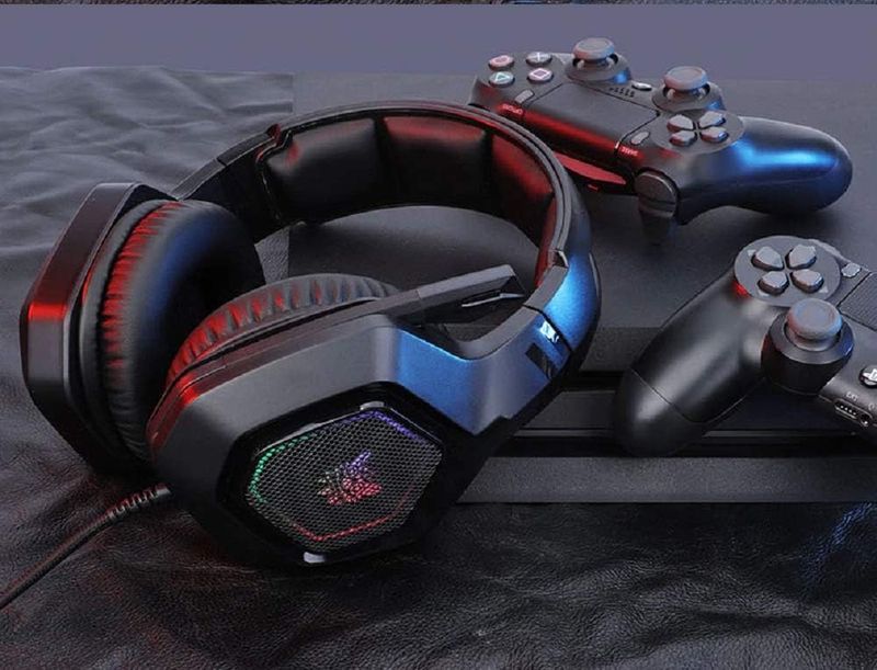 Gaming Headset With Microphone, For PS4 PS5 Xbox One PC With RGB Lights, With Noise Reduction 7.1 Surround Sound Over-Ear And Wired 3.5mm Jack_voghion.com