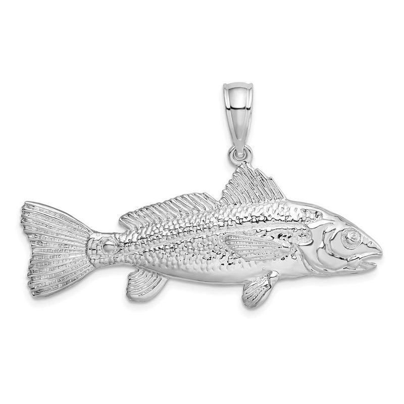 De-Ani Sterling Silver Rhodium-Plated Polished 3D Red Fish Pendant_voghion.com