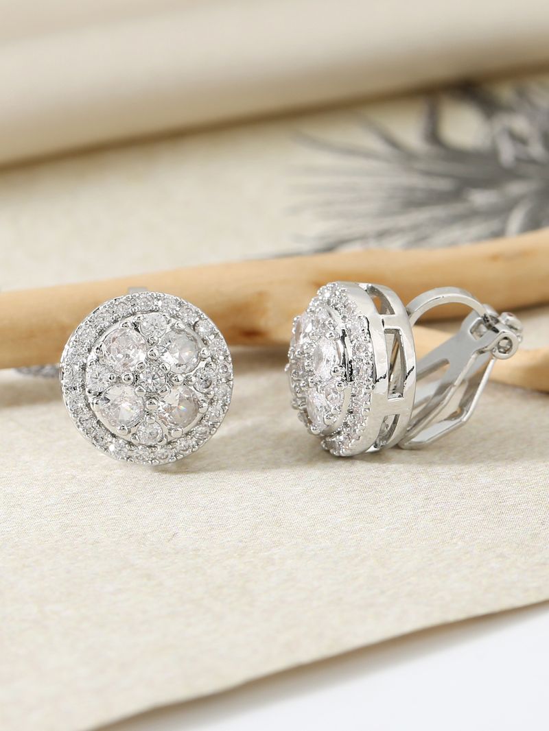 Earrings New Fashion Personality Round Hollow Ear Clip Inlaid With Diamonds Without Ear Holes, Light Luxury And High End Ear Clip Earrings_voghion.com