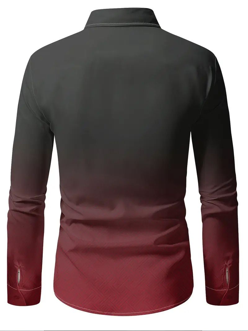 Camicia casual a maniche lunghe da uomo, nuova, primavera e autunno, con colori sfumati_voghion.com