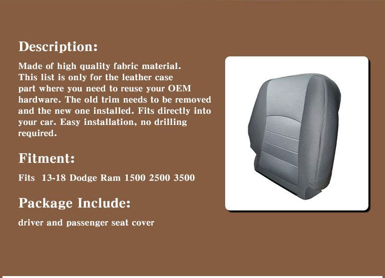 Suitable for 13 18 Dodge Ram car seat cover cushion backrest cover fabric RAM car supplies _voghion.com