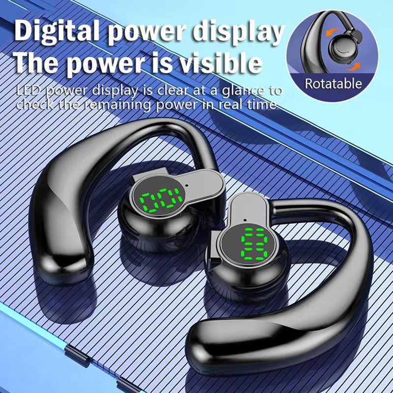 Bluetooth 5.4 Wireless Headset, Long Battery Life Hanging Ears,Start Noise Reduction Digital Display Sports Sleep Music Earring_voghion.com