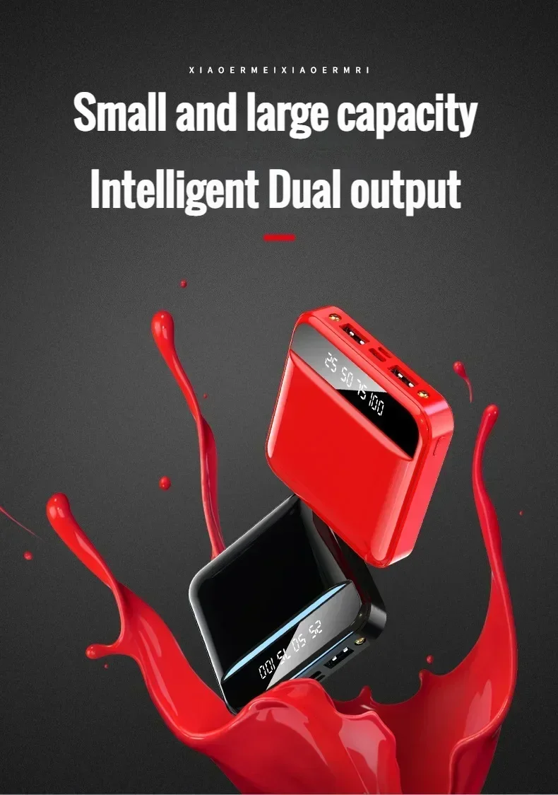 Portable 10000/20000 Mah Fast Charging Display Integrated Cable Dual LED Lighting Mini Power Bank Suitable For All_voghion.com
