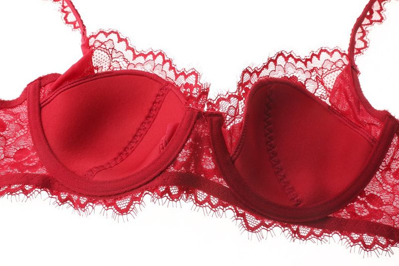 Intimo da donna, set di biancheria intima sexy da donna, reggiseno in pizzo arricciato traspirante e sottile, set di grandi dimensioni_voghion.com
