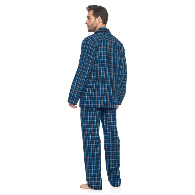 Conjunto de ropa de dormir de manga larga con estampado de cuadros 100 % algodón para hombre de alta calidad al mejor precio de fábrica de Bangladesh_voghion.com