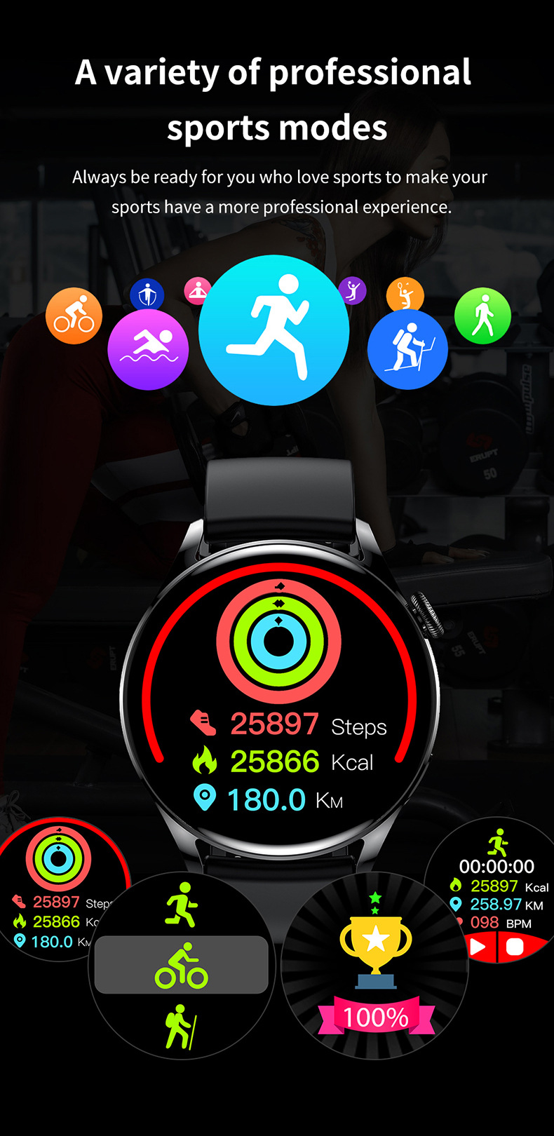 Smart Watch - Chiamate Bluetooth, Fitness Tracker, Monitoraggio della frequenza cardiaca e dell'ossigeno nel sangue, Impermeabile per uomini e donne_voghion.com