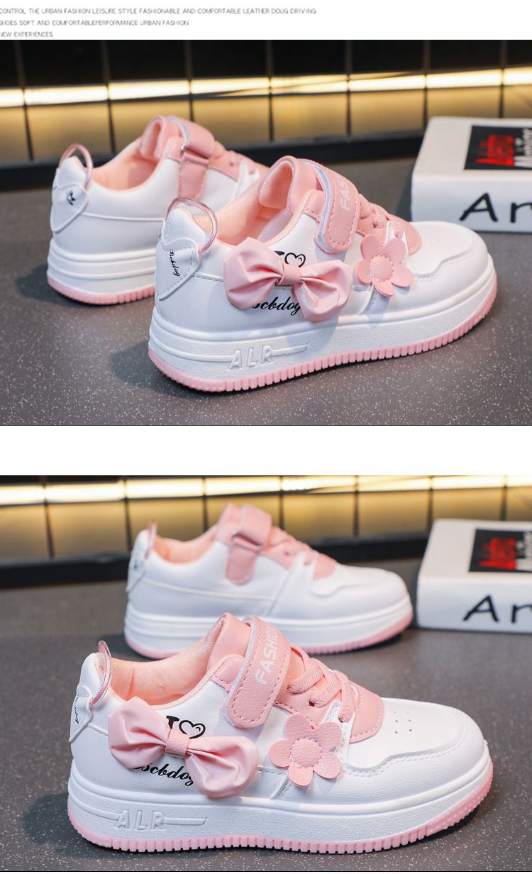 Herbst neue kinder kleine weiße schuhe mädchen blume student bogen turnschuhe low-top trittbrett schuhe_voghion.com