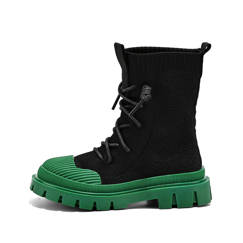 YISHEN Flickor Stövlar Strumpor Skor Snörning Barnstövlar Andas Elastisk Flygande Stickning Chunky Skor Modestövlar för barn_voghion.com