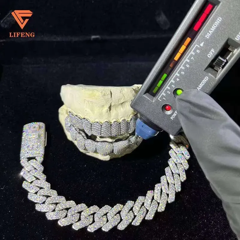 Deep Perm Cut Custom VVS Moissanite Hip Hop Honeycomb Grills For 16/20 Teeth White Gold Dia Ice Out Grillz Jewelry_voghion.com