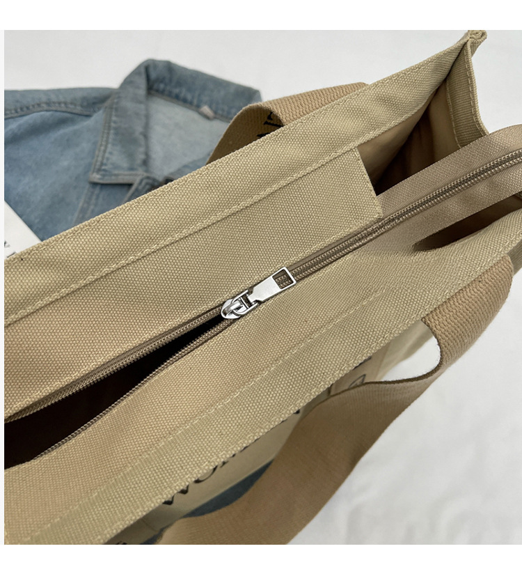 Large capacity canvas for women 2024 new fashionable letter class commuting handbag simple casual shoulder bag_voghion.com