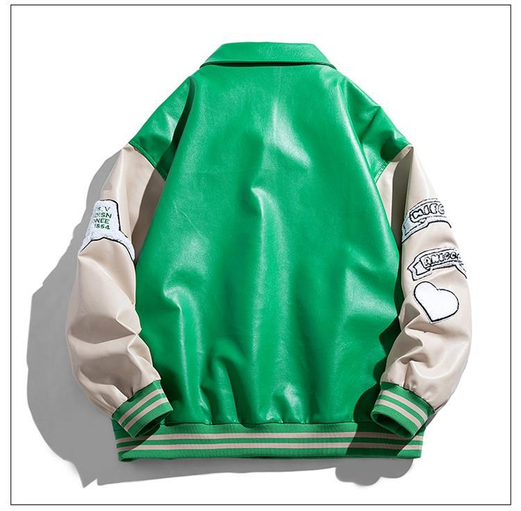 PQ Automne Hiver Décontracté Polyvalent Outillage Veste En Cuir Pour Hommes Uniforme De Baseball Veste En Cuir Hommes_voghion.com