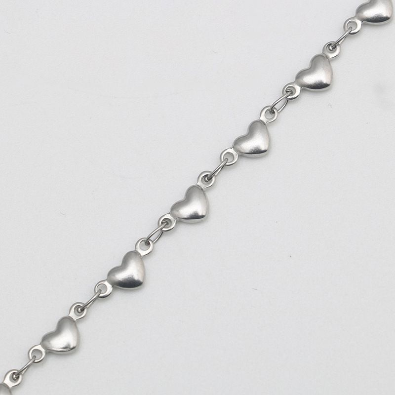 Modischer, schlichter, trendiger Fußkettchen-Fußschmuck aus Edelstahl in Herzform, handgefertigt, lichtecht für Frauen_voghion.com